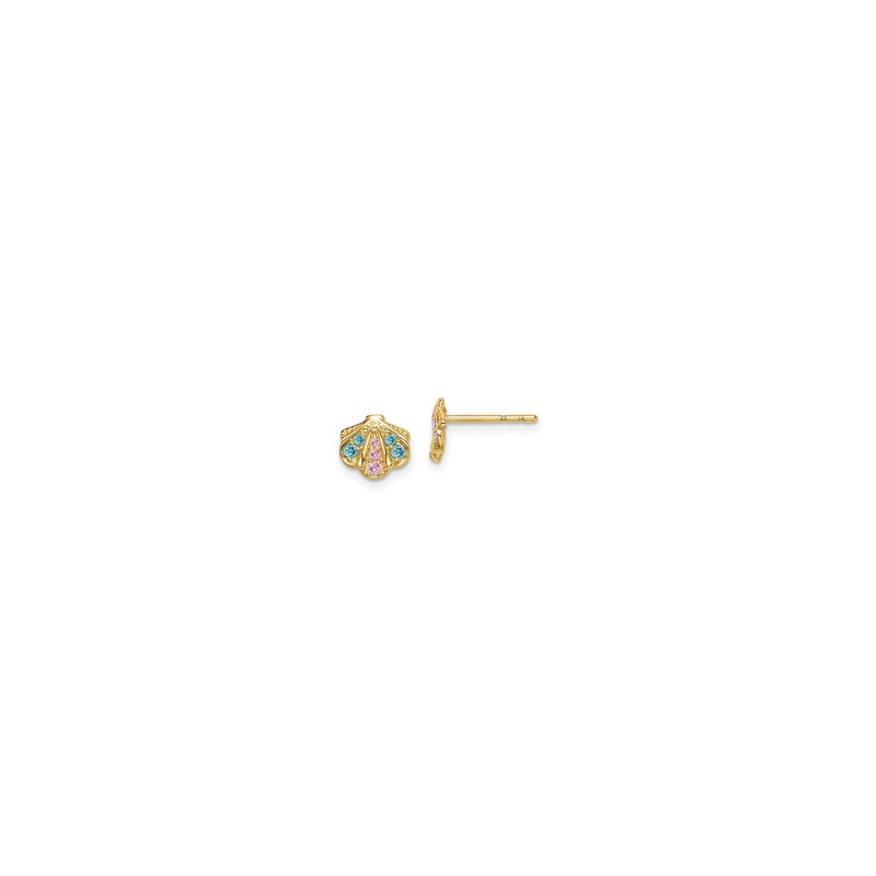 Bedazzled Seashell Stud Earrings (14K)