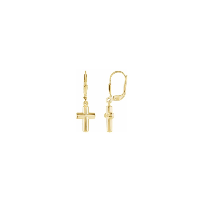 Cross Lever Back Earrings (14K)