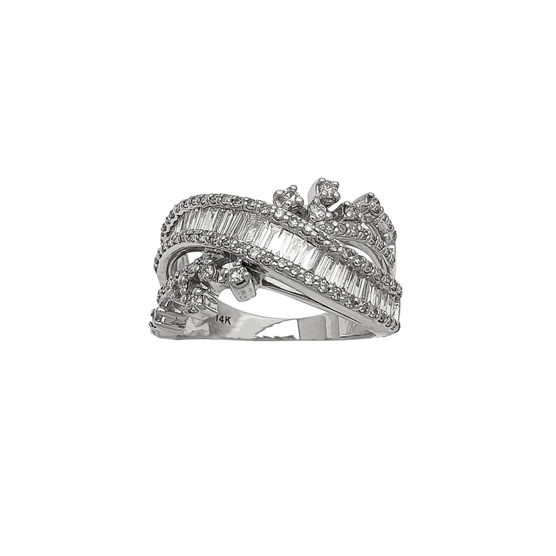 Diamond Channel-Set Crisscross Ring (14K)