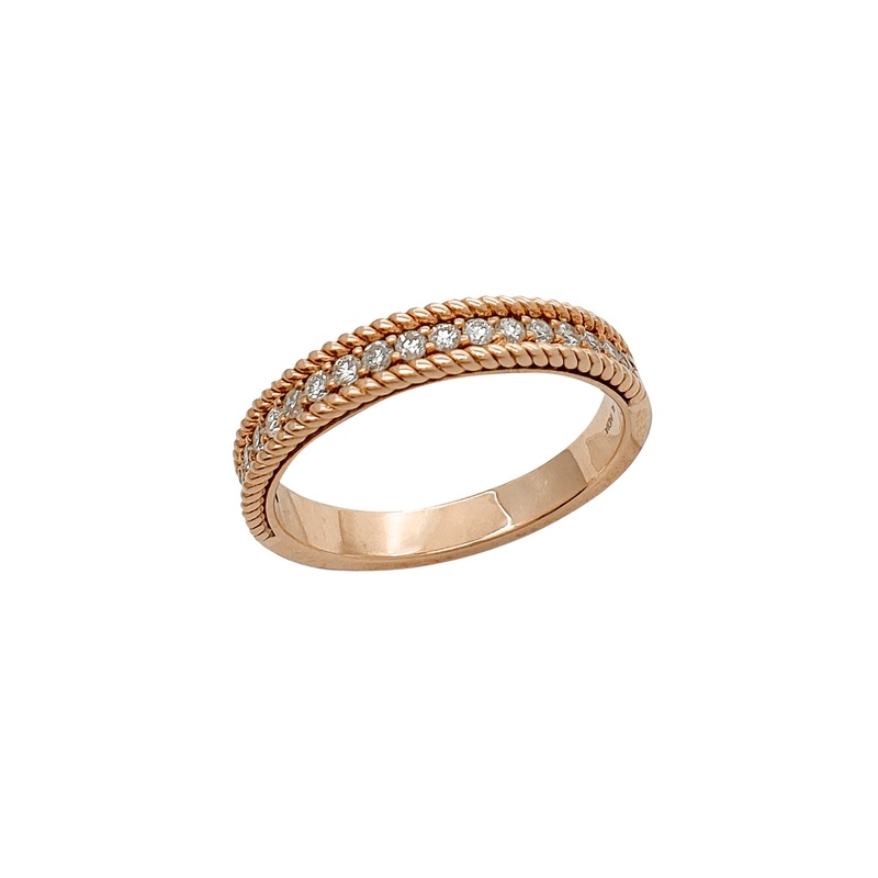Diamond Channel Setting Rope Border Wedding Band Ring (10K)