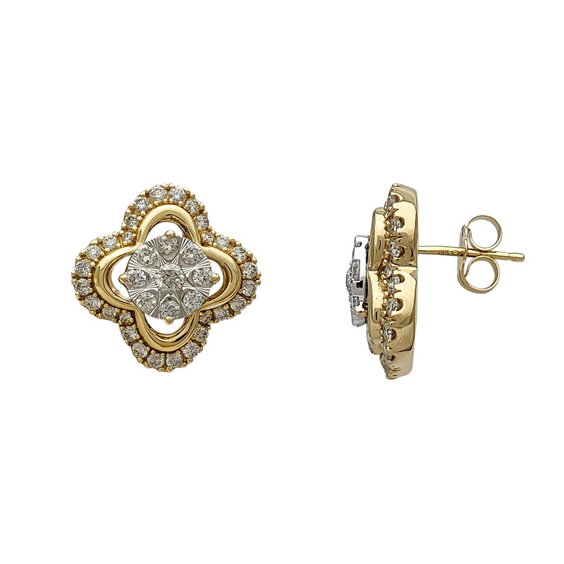 Diamond Four-Leaf Clover Stud Earrings (14K)