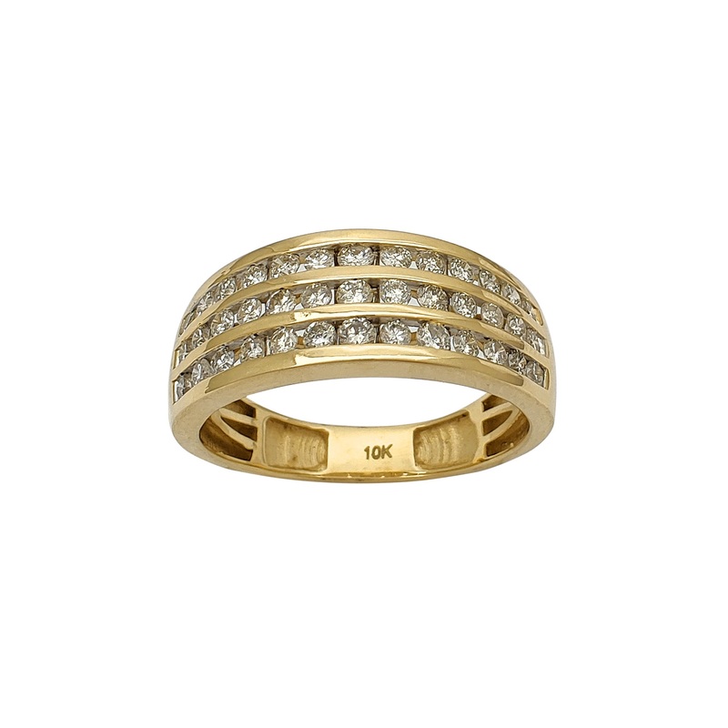 Diamond Three-Rows Men's Ring (10K)