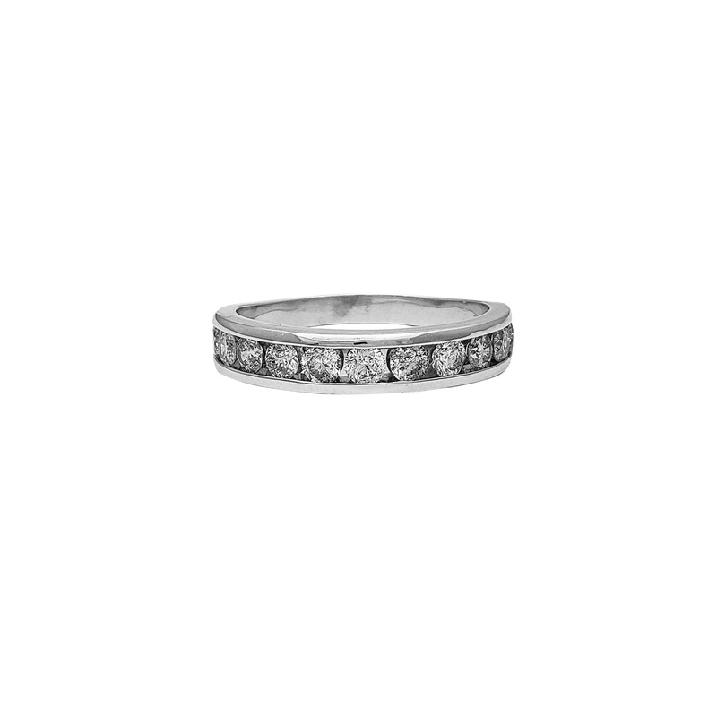 Diamond White Gold Wedding Band Ring (10K)