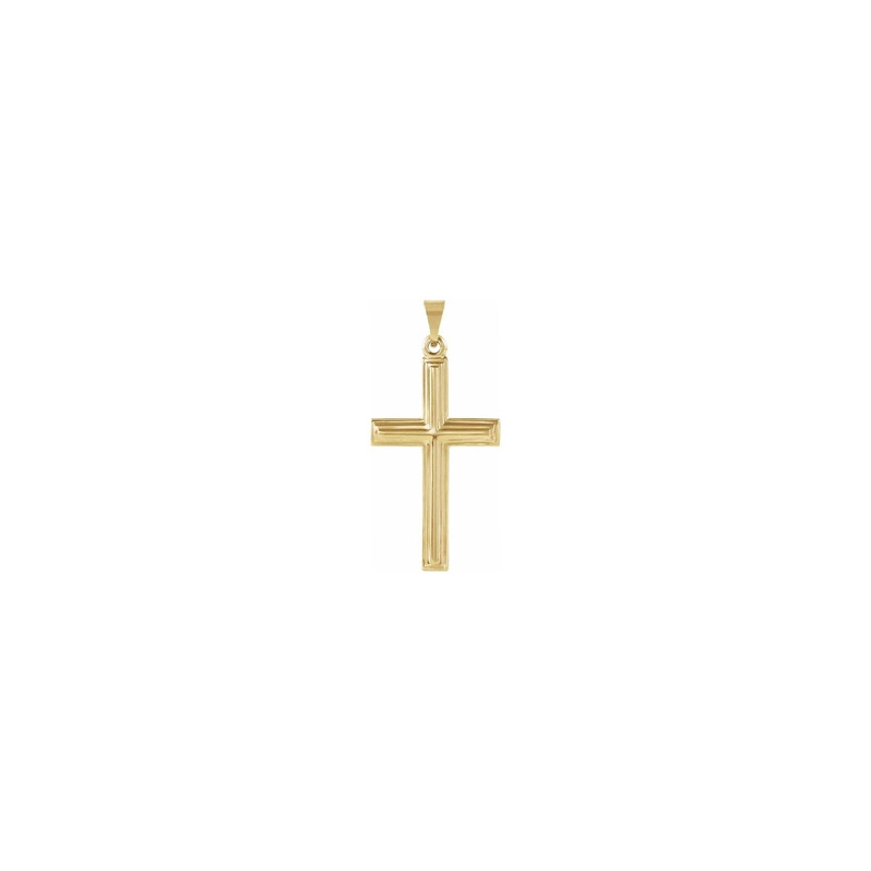 Grooved Flat Cross Pendant (14K)