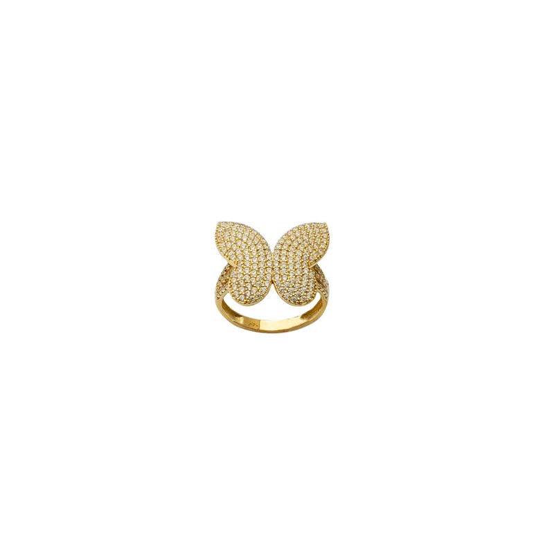 Iced Out Butterfly Ring (14K)