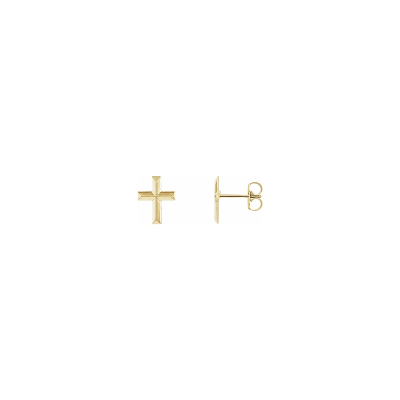 Pyramidal Cross Stud Earrings (14K)