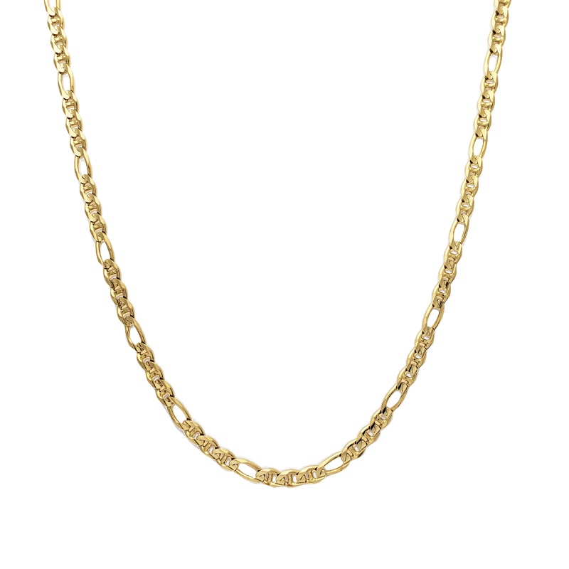 Solid Flat Figaro & Mariner Necklace (14K)