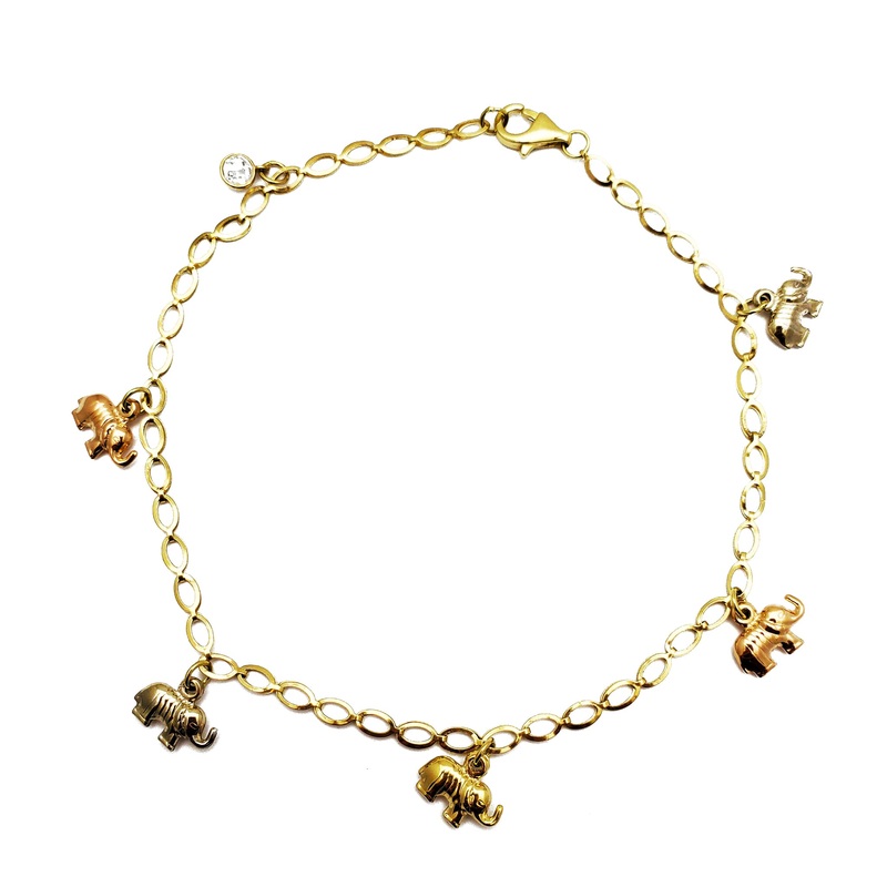 Tricolor Elephant Anklet (14K)