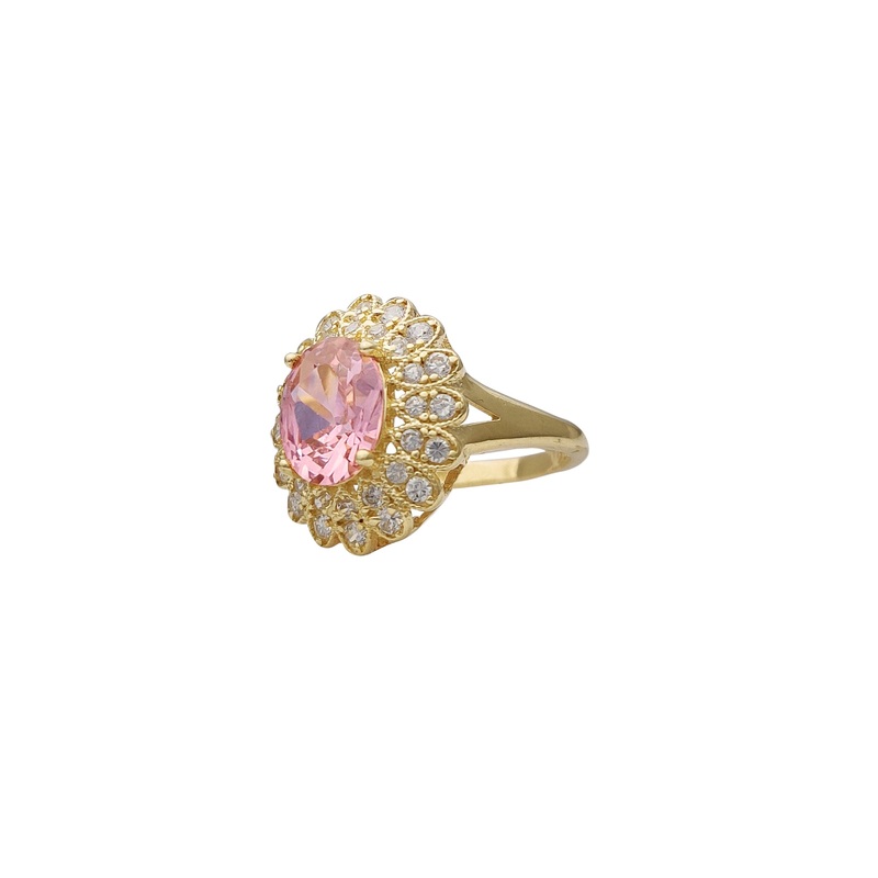 Zirconia Pink Flower Lady Ring (14K)