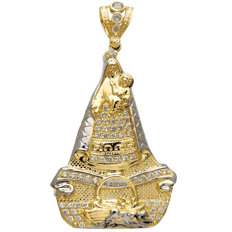 Zirconia Two-Tone Caridad de Cobre Pendant (14K)