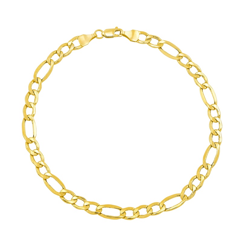 Lightweight/Hollow Figaro Bracelet (14K).