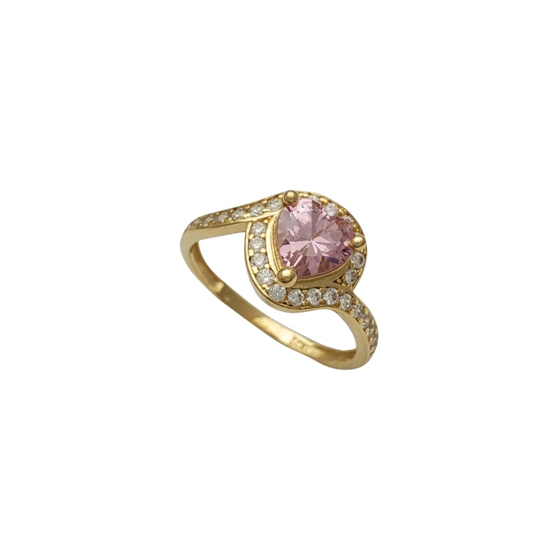 Zirconia-Heart Wrapped Lady Ring (14K)