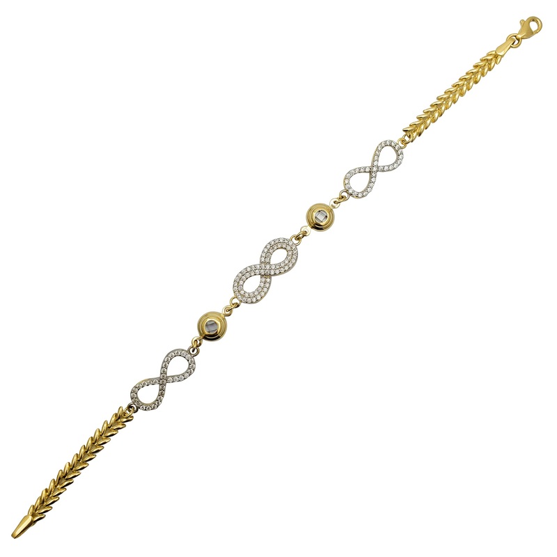 Zirconia Infinity Sign & Bead Fancy Bracelet (14K)