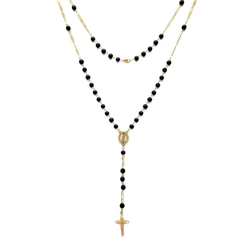 [Round] Onyx Rosary Necklace (14K)