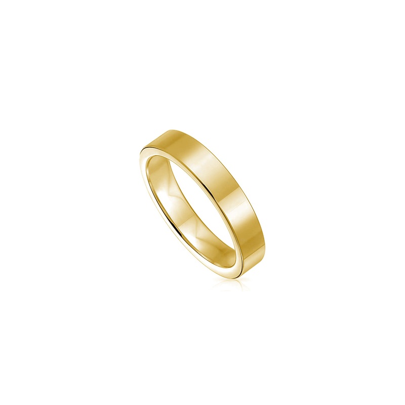 [3.8 mm] Solid Flat-Shank Wedding Band Ring (14K)
