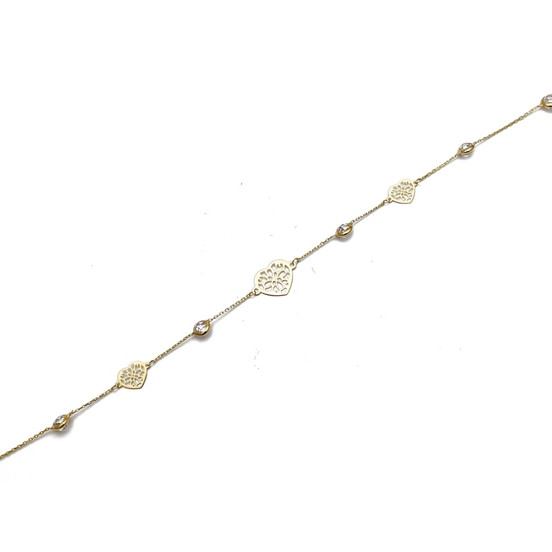 Heart CZ Anklet (14K)