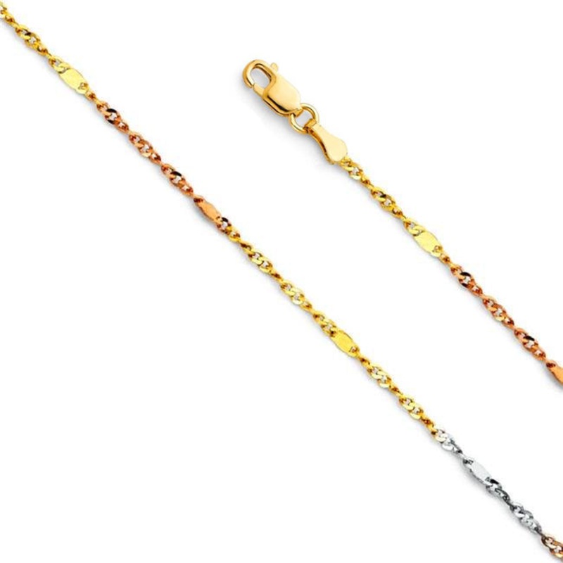 Tri-Tone Figa-Singapore Chain (14K)