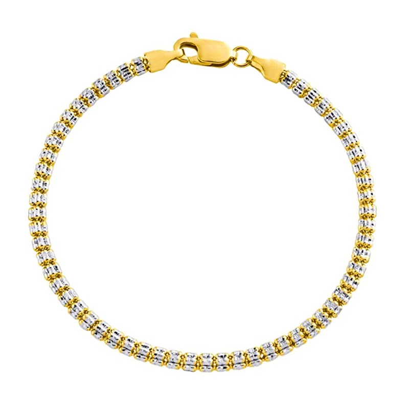 Two-Tone Round Ice Bracelet (10K)