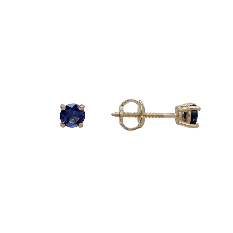 Blue Sapphire  Solitaire Stud Earrings (14K)