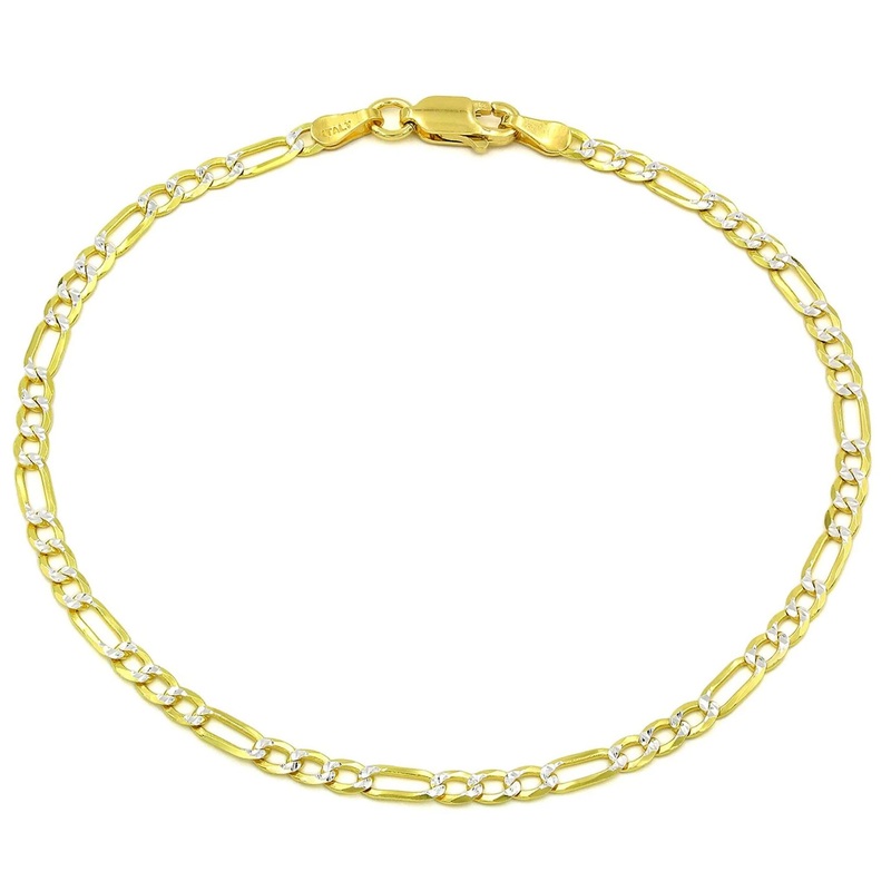 [Lightweight] Two-Tone Figaro Bracelet (14K)