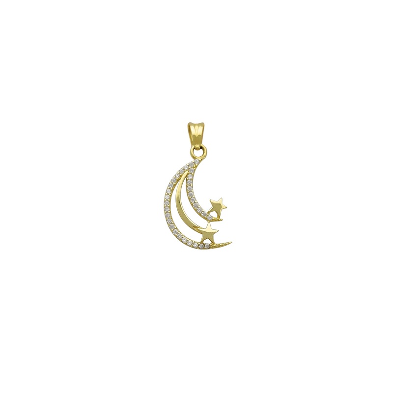 Zirconia Star & Moon Pendant (14K)