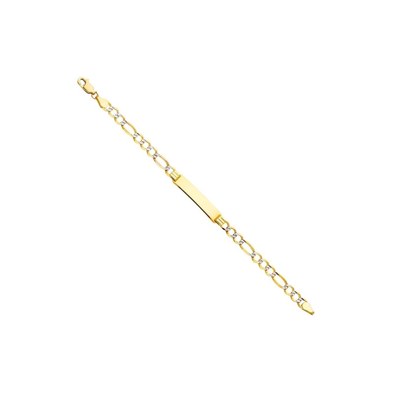 Two-tone Figaro Baby ID Bracelet (14K)