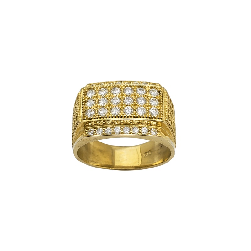 Zirconia Rectangle Men's Ring (14K)