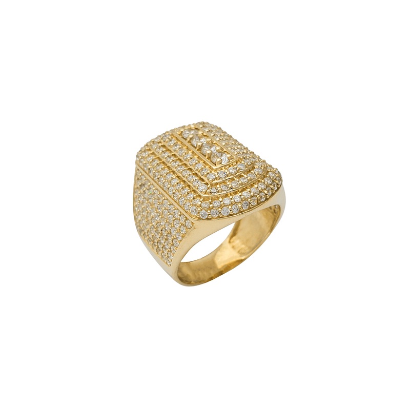 Zirconia Summit Military Tag Signet Ring (10K)