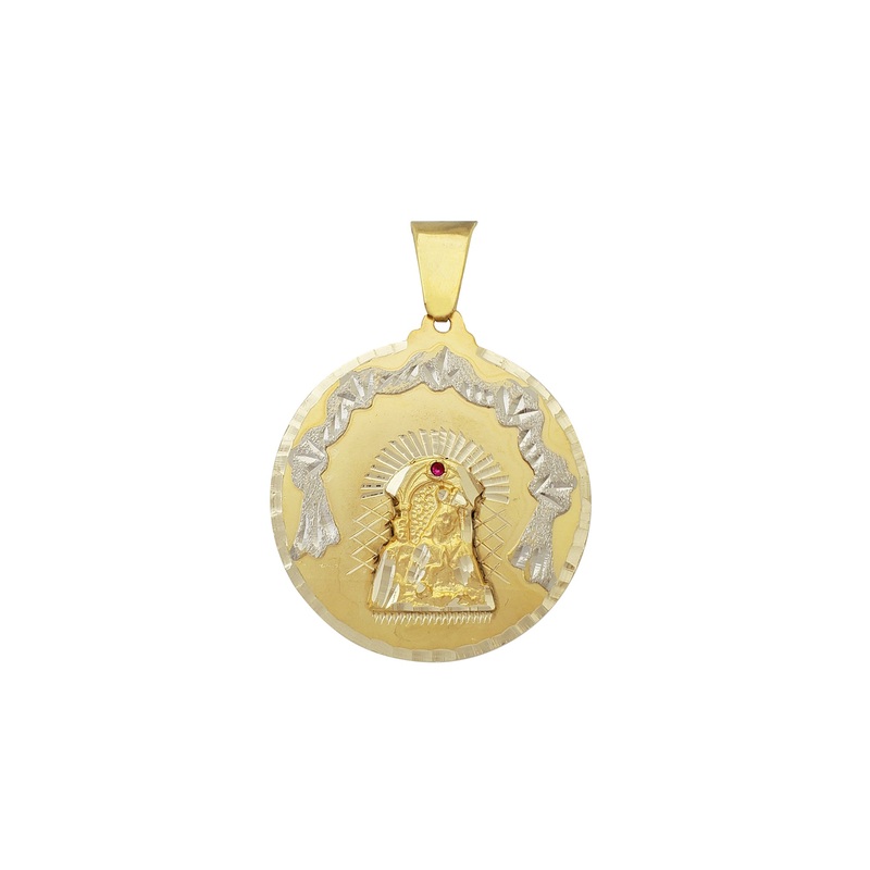Zirconia Red-Stone Altagracia Medallion Pendant (14K)