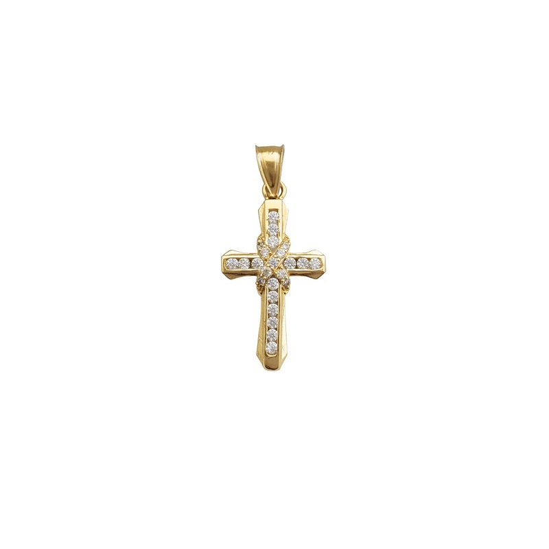Zirconia Wrapped Cross Pendant (14K)