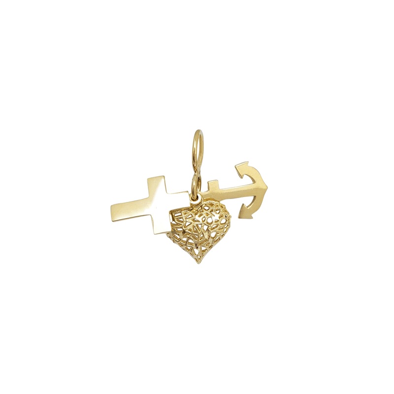 Heart, Anchor & Cross Pendant (14K)