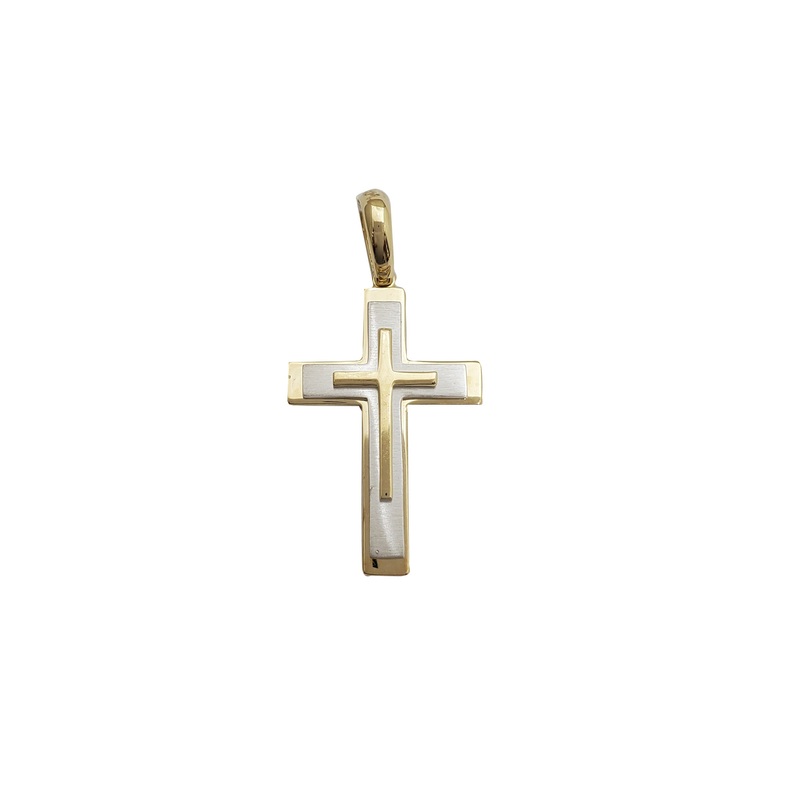 Triple-Layered Cross Pendant (14K)