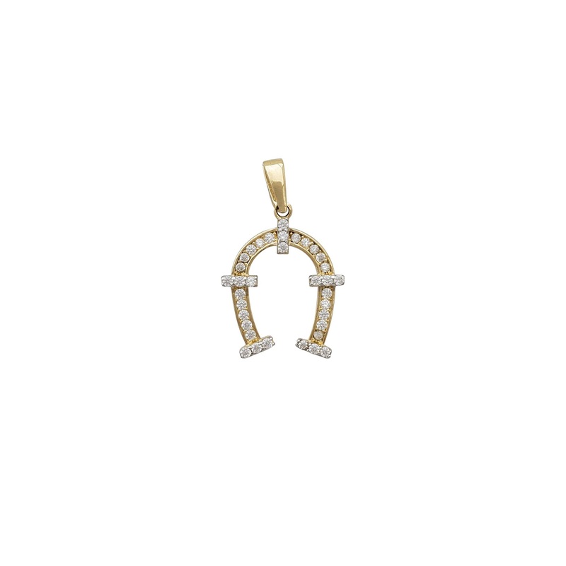 Zirconia Horseshoe Pendant (14K)