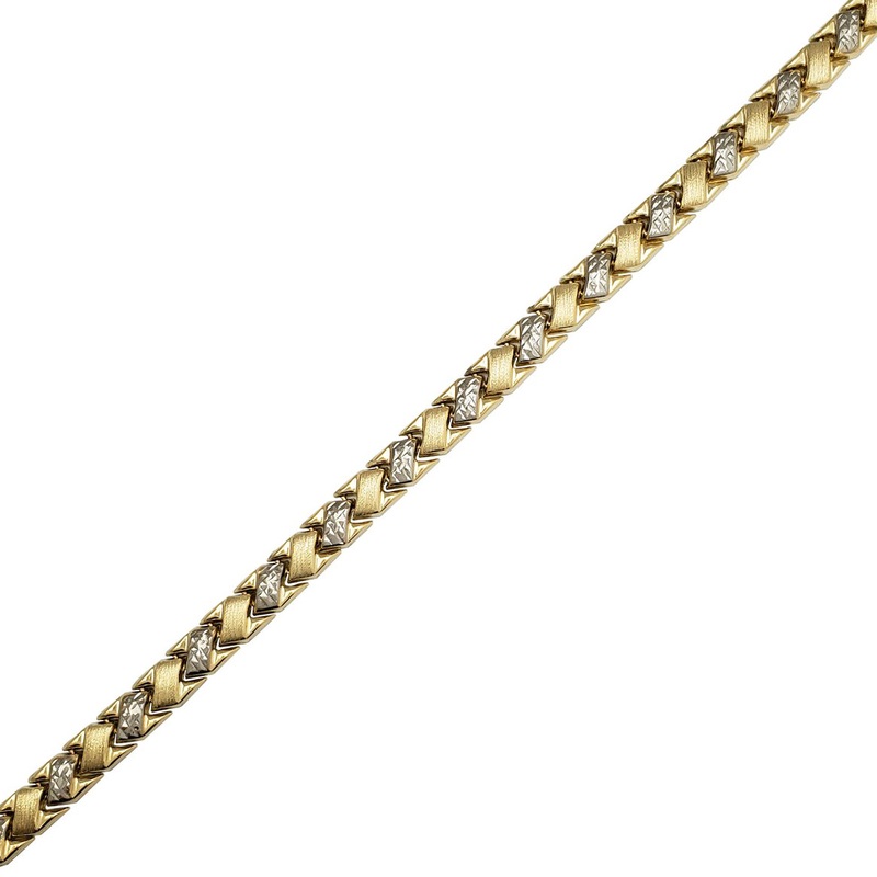 Faceted & Brushed-Finish Fancy Necklace (14K).