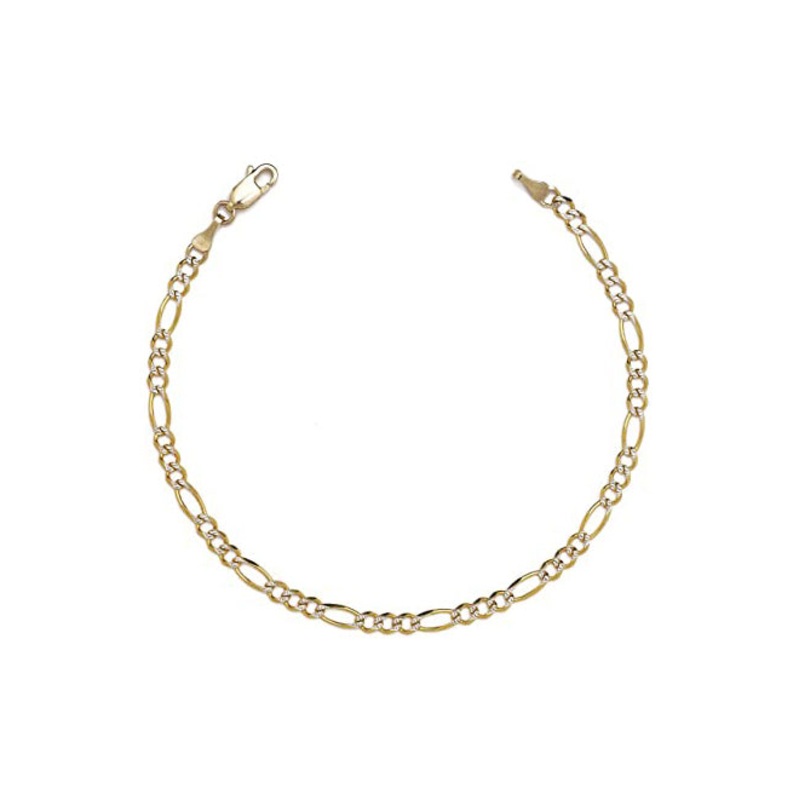 [Solid] Two-Tone Figaro Anklet (14K)