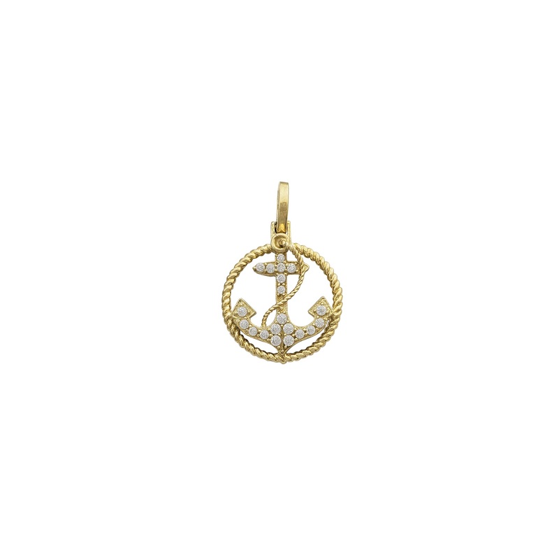 Zirconia Rope Frame Anchor Pendant (10K)