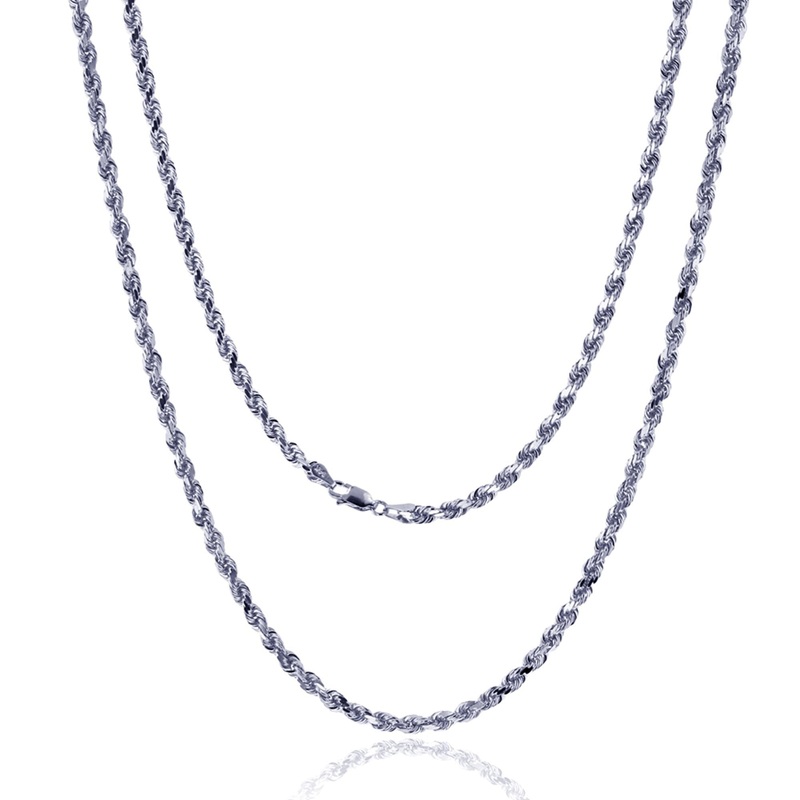 [Solid] White Gold Rope Chain (14K).