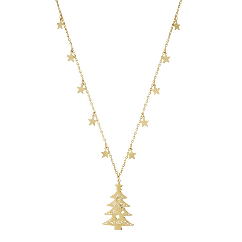 Starry Night Christmas Tree Necklace (14K)