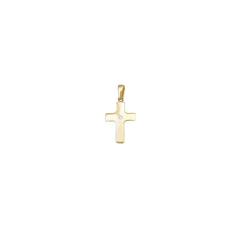 Zirconia Stone Cross Pendant (14K)