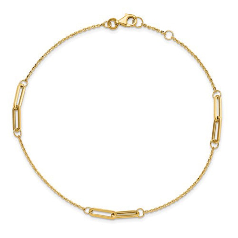 Paperclip Link Anklet Bracelet (14K).
