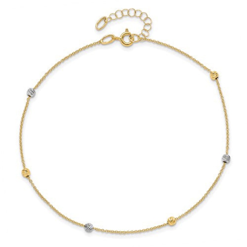 Two-tone Ball Anklet Bracelet (14K)