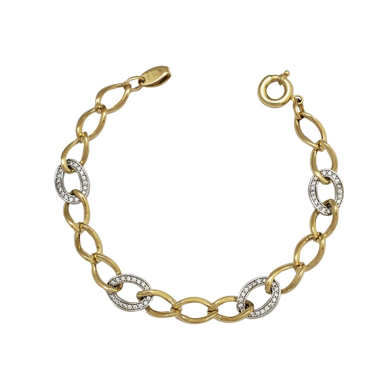 Zirconia Open Curb Fancy Bracelet (14K)