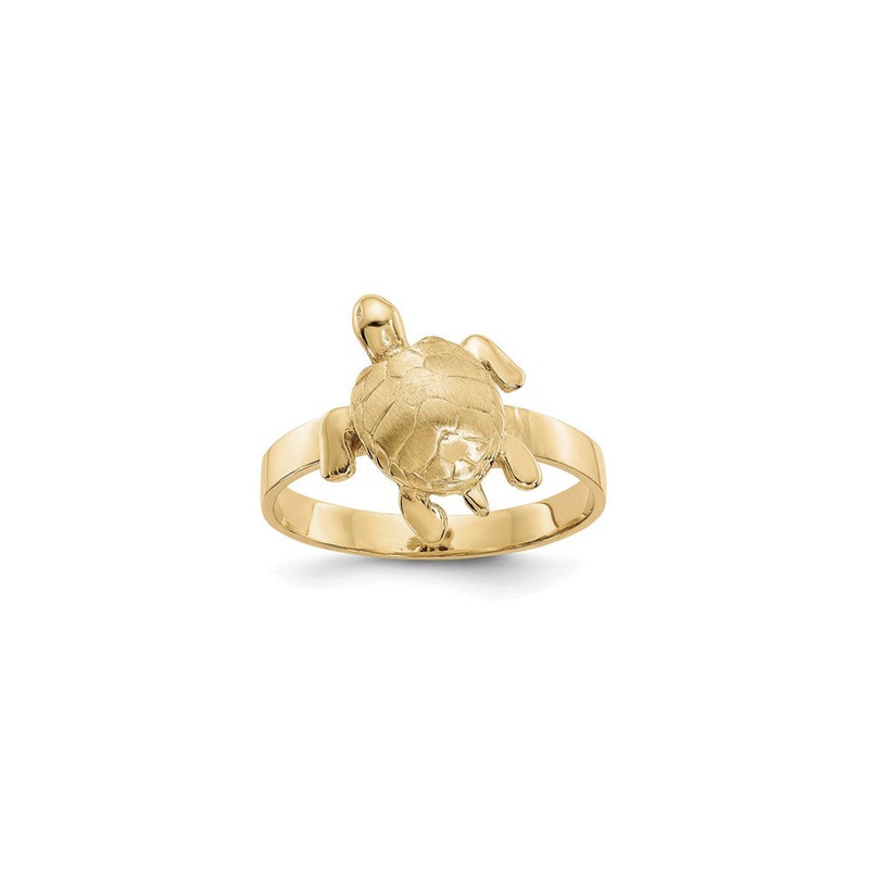 3D Textured Sea Turtle Ring (14K)