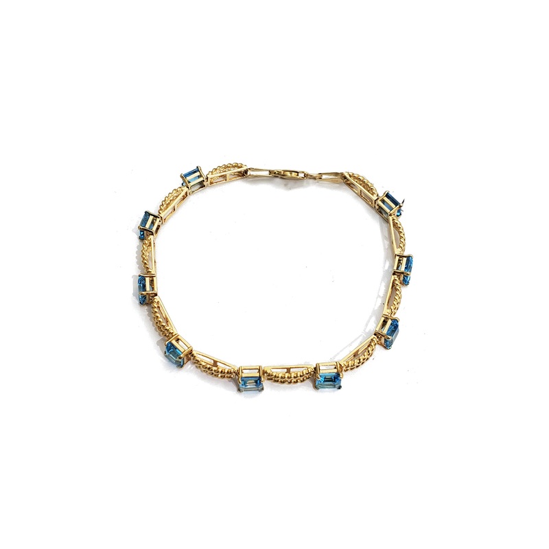 Basket Link CZ Bracelet (14K).