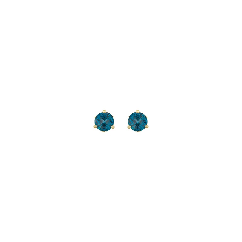 4 mm Round Natural London Blue Topaz Stud Earrings