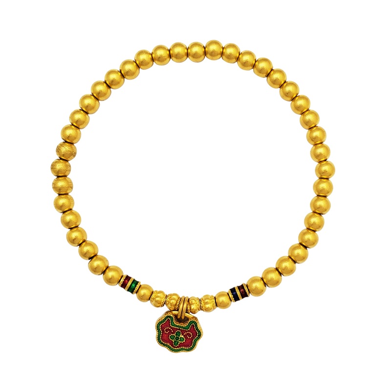 [Adjustable] Beaded Enameled Ingot Bracelet (24K)