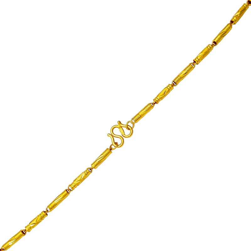 Diamond-cut Glitter Round Cylinder Necklace (24K)