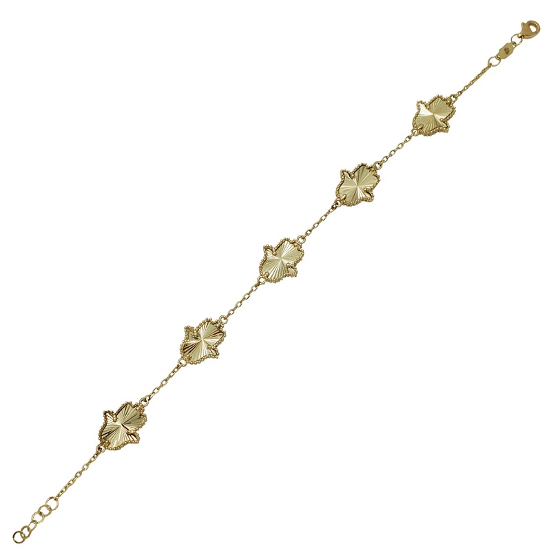Diamond-Cut Hamza Hands Cable Links Bracelet 14K).