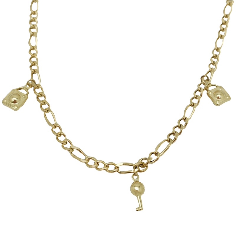 Elephant & Heart Charm Ankle Bracelet (14K).