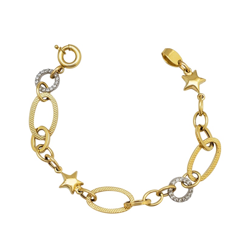 Zirconia Oval and Star Fancy Bracelet (14K)